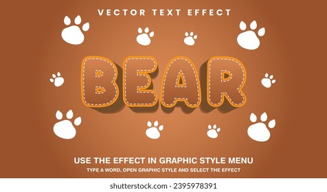 Bear 3d cartoon game editable text effect template