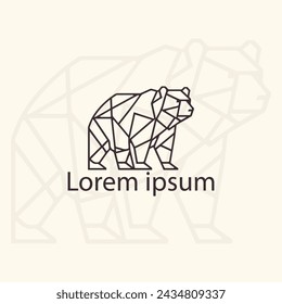 Icono de logotipo geométrico abstracto del oso. Ilustración gráfica vectorial de Oso de Triángulo para tatuajes, estampados de camisetas y diseño web