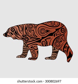 Bear in abstract ornate. Illustration can be used in tattoos, posters, printing on T-shirts and other things.
