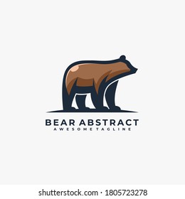Bear Abstract Pose Illustration Vector Logo.