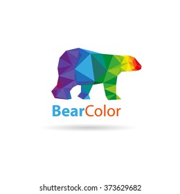 Bear abstract triangle design concept element isolated on a white backgrounds, vector illustration