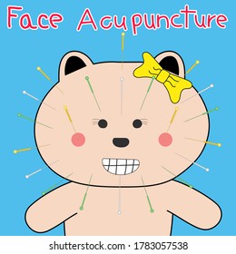 Bear Acupuncture on face concept beauty doodle art design