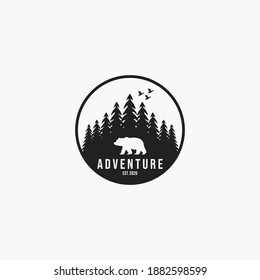 Bear adventure logo vector illustration design