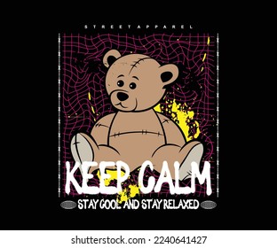 Bear Aesthetic Graphic Design for T shirt Street Wear and Urban Style	