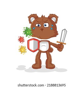 the bear against viruses cartoon. cartoon mascot vector