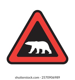 Bear ahead, Road sign, traffic sign isolated on white, vector illustration