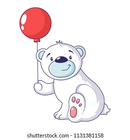 Bear with air ballon icon. Cartoon of bear with air ballon vector icon for web design isolated on white background