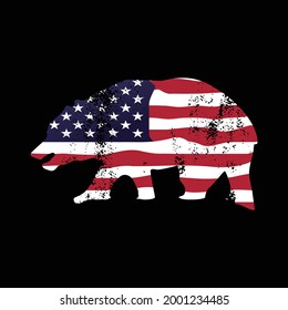 Bear with American flag, vector art