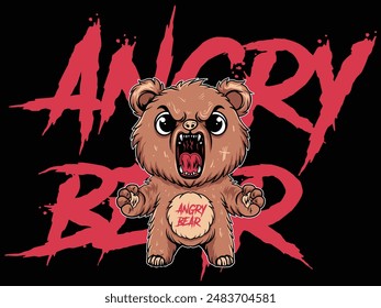 BEAR ANGRY CUSTOM ILLUSTRATION CARTOON