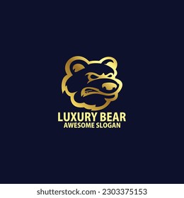 bear angry with luxury logo design line art