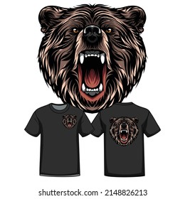 bear angry for tshirt design