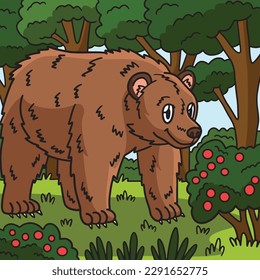 Bear Animal Colored Cartoon Illustration