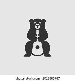 Bear Animal Guitar Business Logo Design