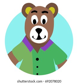 Bear animal icon app. Teddy bear and avatar brown bear. vector illustration