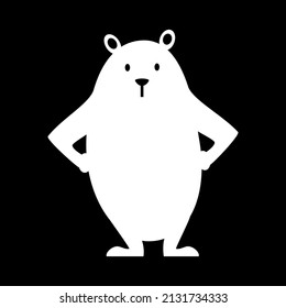 Bear animal icon on black background. Vector illustration of animal.