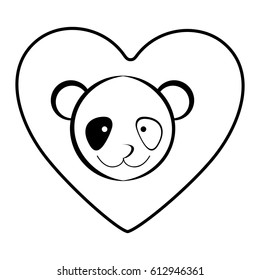 bear animal inside line heart, vector illustration