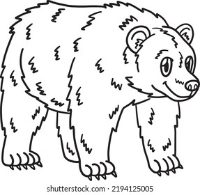 Bear Animal Isolated Coloring Page for Kids