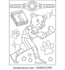 bear animal martial arts coloring book page for kids or grown adults creative coloring mindful relaxation activity