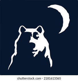 Ilustración vectorial de la luz de la luna animal del oso