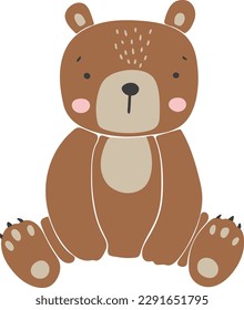 Bear animal vector, Abstract baby bear vector, boho baby animal, cute animal isolated, adorable bear for print, vector illustration