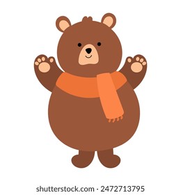 bear animal wearing scarf vector illustration in cartoon style