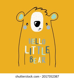 bear animal wildlife color text cute style doodle tee slogan vector 