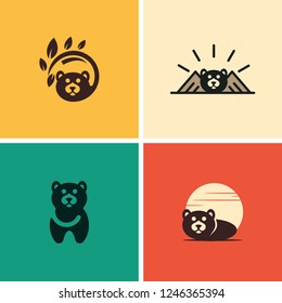 Bear Animal Wildlife Set Idea Creative Abstract Vector Logo 