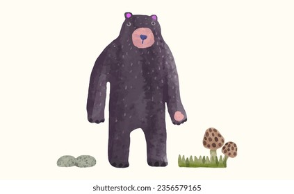 bear, Animal wildlife watercolor vector illustration.