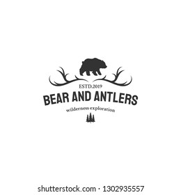 bear and antlers logo design