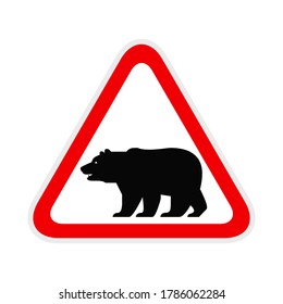 Bear area, triangular red Warning Hazard Symbol, vector illustration