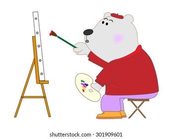 Bear of the artist describing a painting