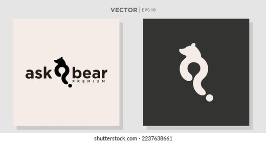 Oso con el logotipo del símbolo de la pregunta - ilustración del vector del icono