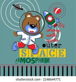 Bear astronaut cartoon vector design