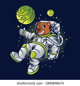 Ilustración vectorial del carácter astronauta del oso