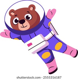 Bear Astronaut In Cosmos Vector Illustration