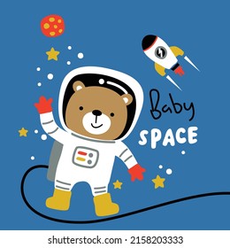 bear the astronaut funny animal cartoon