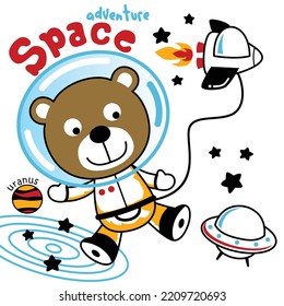 bear the astronaut funny animal cartoon