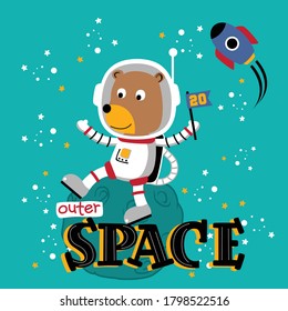 mostrar la caricatura animal divertida del astronauta, ilustración vectorial