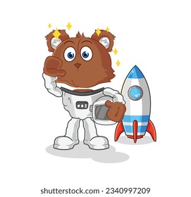 the bear astronaut waving character. cartoon mascot vector