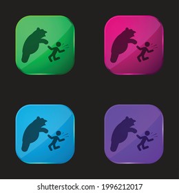 Bear Attacking four color glass button icon