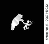 Bear Attacking silver plated metallic icon