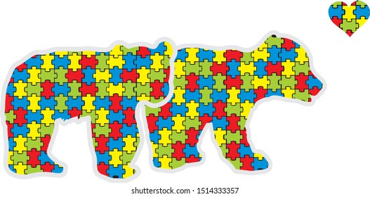 Bear autism vector heart happy