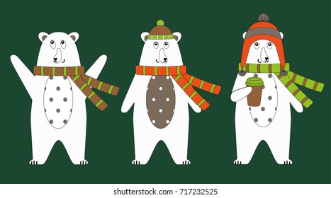 bear - autumn character in the scarf.  design for card, poster, print