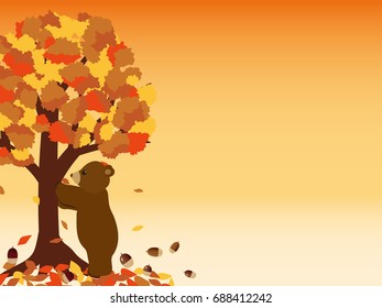 Bear in the autumn forest vector illustration