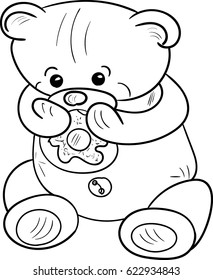 Bear. Baby Bear eats Illustration.