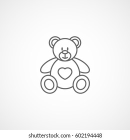 Bear Baby Toy Line Icon On White Background