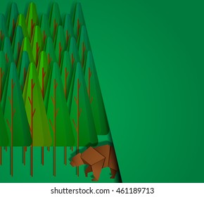 Bear back to the nature paper art origami style illustration vector set