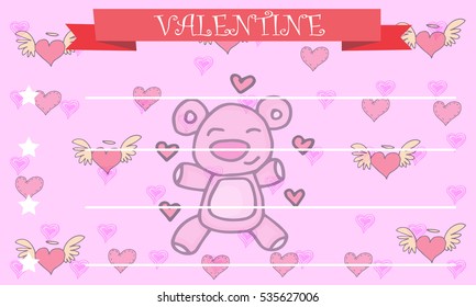 Bear background greeting card valentine