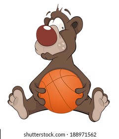 Bear with a ball cartoon