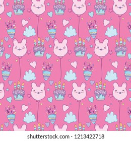 bear balloon with cake and candles background